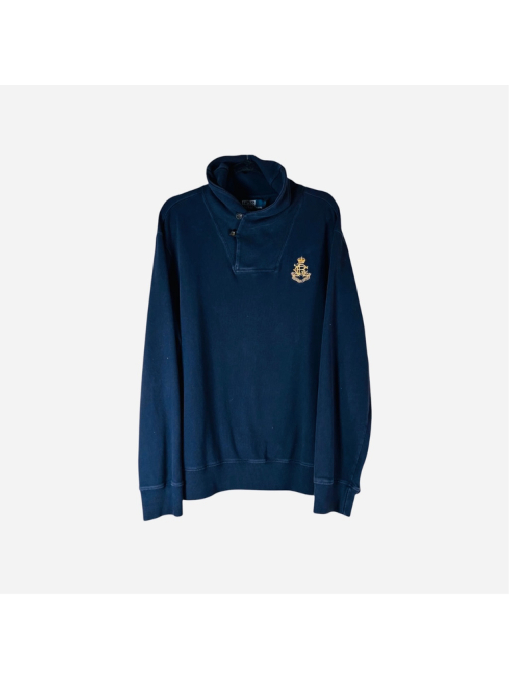 Polo by Ralph Lauren Vintage Navy Sweatshirt with Gold Crest Logo, Size XXL